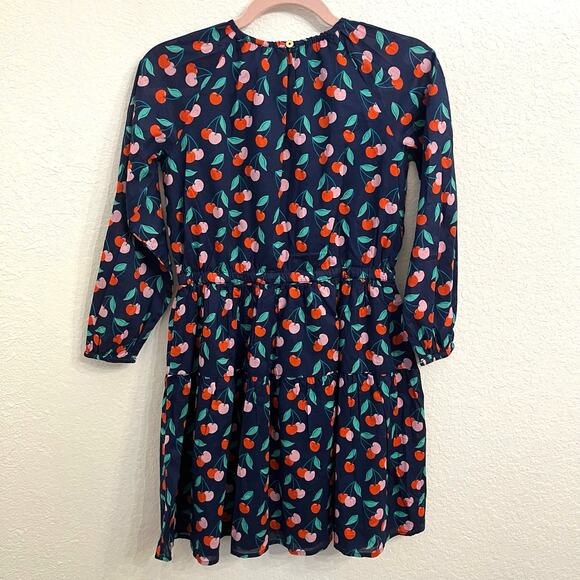 NWT J Crew Crewcuts Cherry Print Dress Girls 12 Navy Cottage Fruit Tiered Cotton - Picture 6 of 12